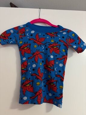 Hanna Andersson Blue Rash Guard with Red Dragon Print